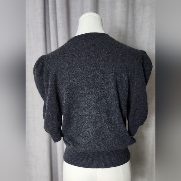 FRAME Ruched Sleeve Cashmere Sweater Top | LARGE - Picture 9 of 12